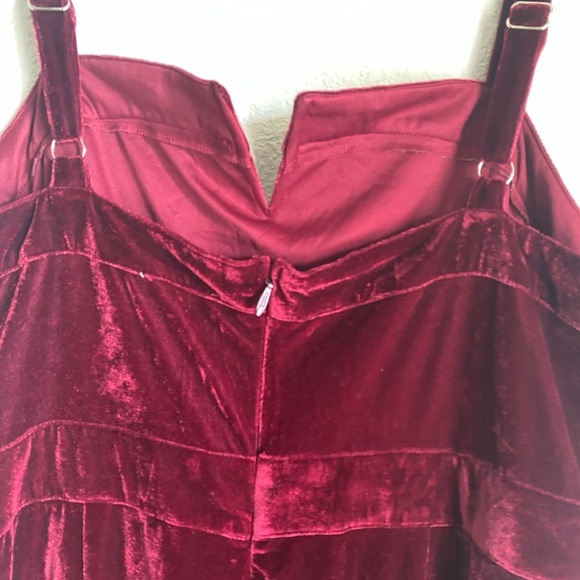 FLYING TOMATO BLOW A KISS VELVET BURGUNDY WIDE LEG ELEGANT PARTY JUMPSUIT 1X - Picture 15 of 16